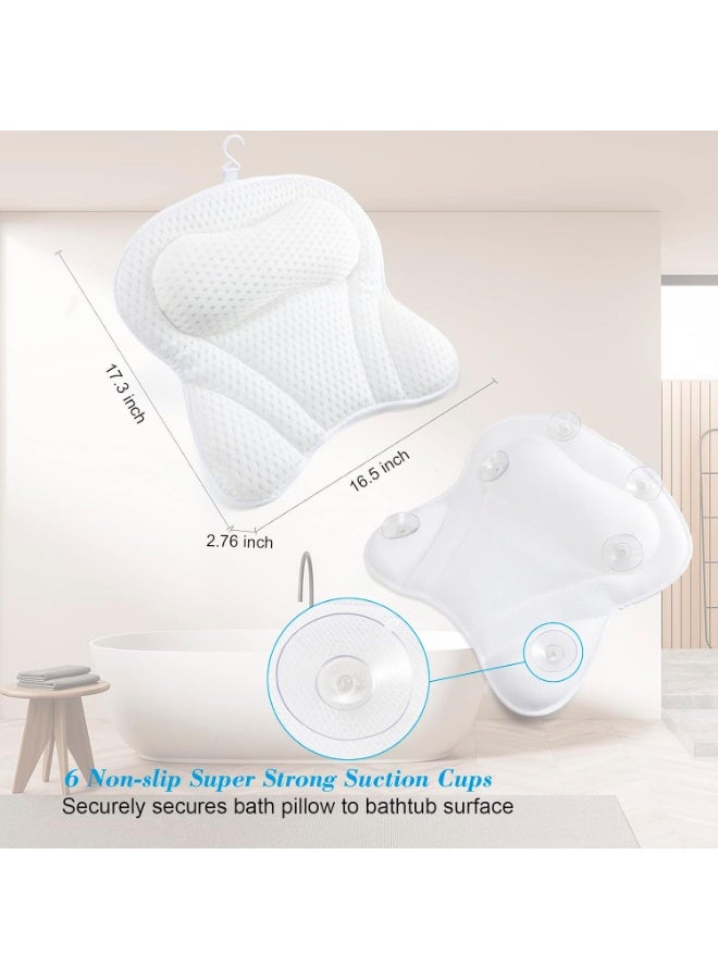 NANAO Bath Pillow 4D Ergonomic Bath Pillow Neck and Back Support Bath Cushion Air Mesh Technology Bath Headrest Pillow Bath Pillows with Strong Suction Cups Fits All Bathtub, Hot Tub and Home Spa (White) - Image 4