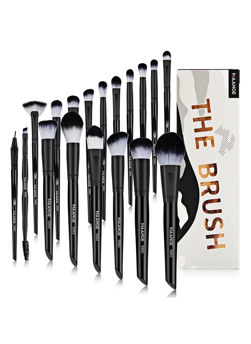 MAANGE - 18 Pcs Professional Makeup Brushes Set - Black Edition for Flawless Application - Image 1