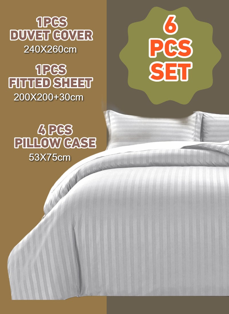 Blueberry 6 Pieces Super King Size Duvet Cover Set with Fitted sheet and Pillowcases  - Image 2