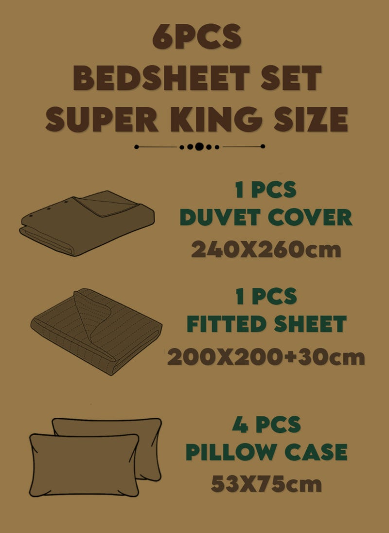 Blueberry 6 Pieces Super King Size Duvet Cover Set with Fitted sheet and Pillowcases  - Image 4