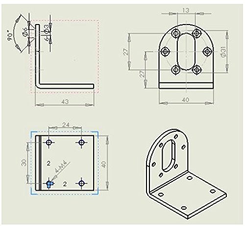 Greartisan Black 37mm DC Gear Motors Mounting Bracket, Iron Anti-Rust Gearbox L-Shape Fixed Seat, Gear Reduction Motor Holder - Image 4