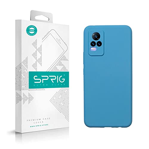 SPRIG Compatible with VIVO Y73 Phone Liquid Silicone Cover Premium Back Cover Drop Tested Shock Proof Mobile Case for Men, Women, Boys and Girls with Camera Protection (Denim Blue) - Image 1