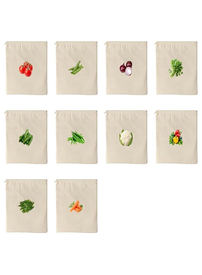 vintak 100% Cotton Reusable Vegetable Bags for Fridge | Eco-Friendly Storage Bags | Washable Breathable Cloth Bags for Vegetables | Plastic-Free Kitchen Organizer | 12x12 Inches | Pack of 10 - Image 2