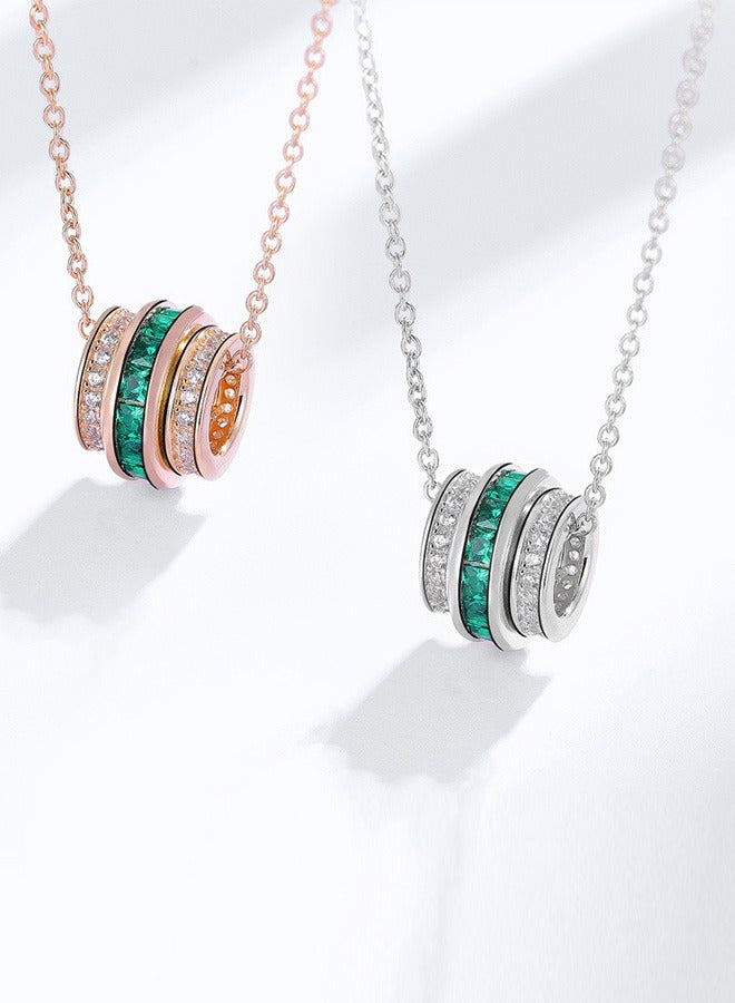 جيوان السيدات الطرف قلادة ، قلادة فضية S925 روز الذهب رائع ، أزياء السيدات قلادة - Image 2