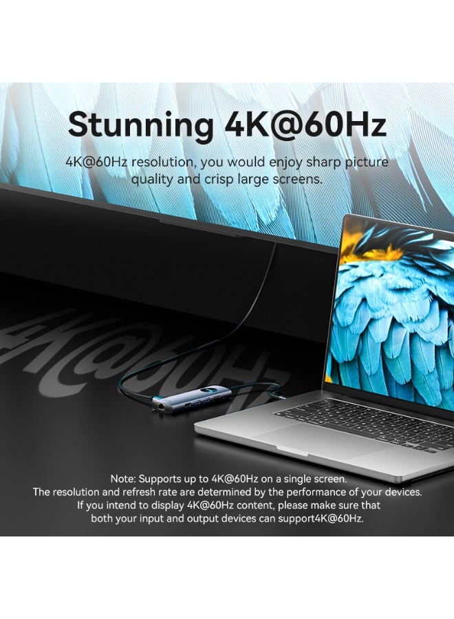 VENTION USB-C to HDMI x 2/USB 3.0 x 2/USB 2.0/RJ45/SD/TF/PD MST Docking Station 0.15M Gray Aluminum Alloy Type Model #TQVHB - Image 5