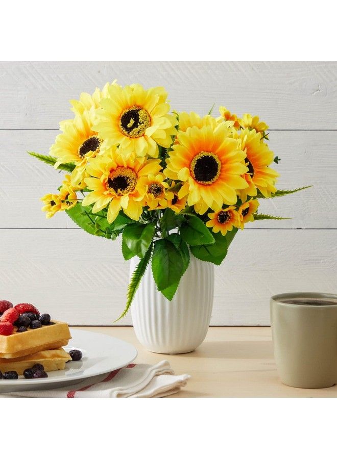 Juvale 2 Bunches Artificial Sunflowers With Stems For Faux Floral Arrangements Fake Sunflowers For Home Decor Kitchen Table Centerpieces And Wedding Decor (6X7X14 In) - Image 5