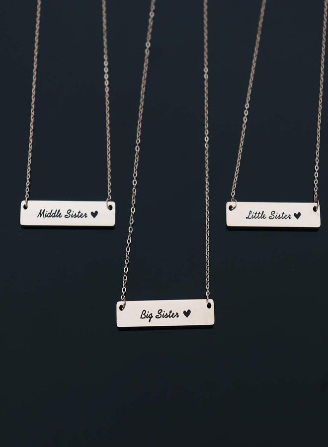 CHENVA Sisters Bar Necklaces 3 Pieces Big Sis Middle Sis Little Sis Necklace Set Gift for Sisters (big sis lil sis middle sis RG) - Image 2