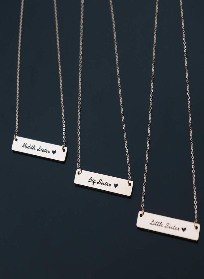 CHENVA Sisters Bar Necklaces 3 Pieces Big Sis Middle Sis Little Sis Necklace Set Gift for Sisters (big sis lil sis middle sis RG) - Image 3
