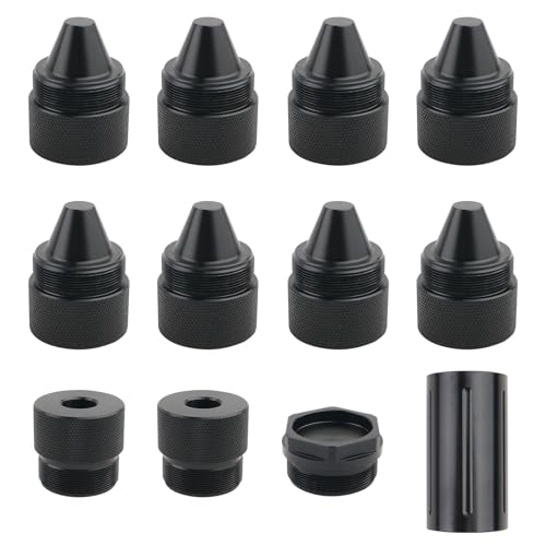 Zelven (Pack of 12) 1.375''X24 Aluminum Alloy Black Cone Shaped Parts Sealed End Cap Compatible with Kenworth Peterbilt Volvo Freightliner Mack International Trucks - Image 2