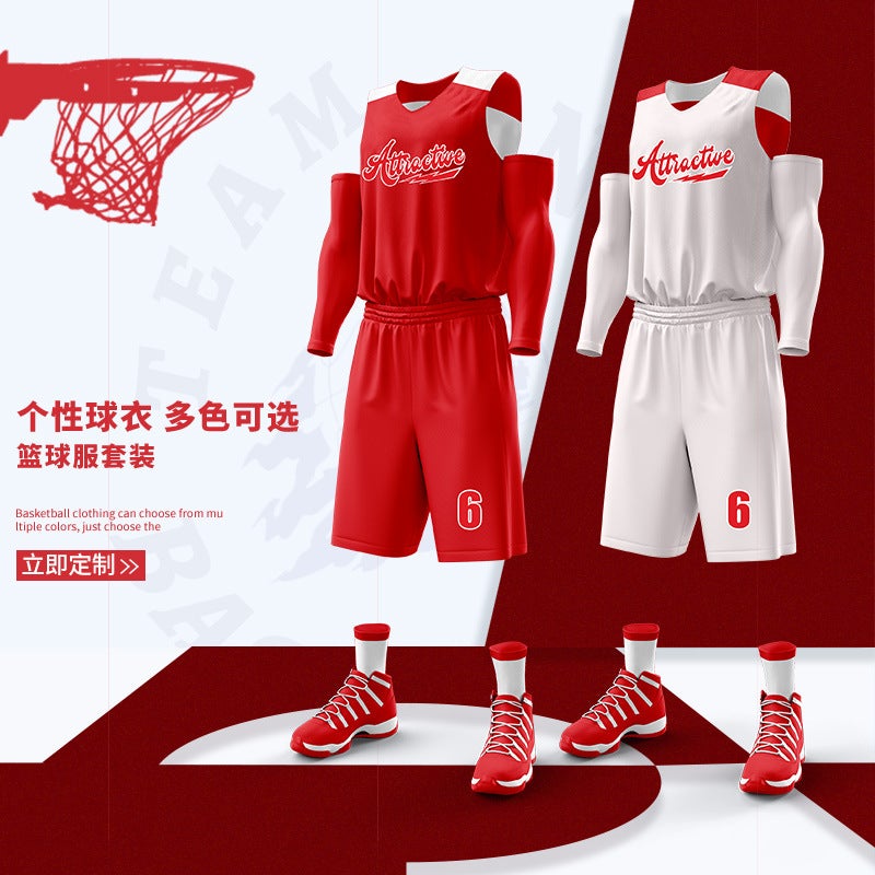 Double-sided Basketball Uniform suit Men's Summer Training Camp Quick-drying Double-sided Jersey Competition Training Team Uniform - Image 2