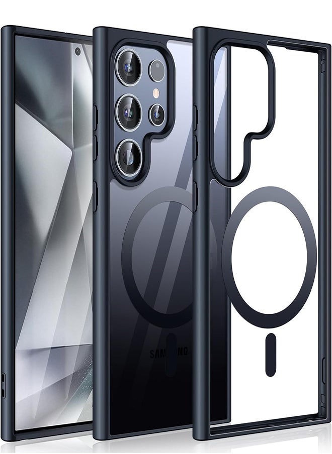 Generic Case Crystal Clear for Samsung Galaxy S24 Ultra Magnetic Clear Cover, Compatible with Wireless Charger and Magsafe Card Wallet, Simplistic Transparent Shockproof and Drop-Proof Case - Black  - Image 3