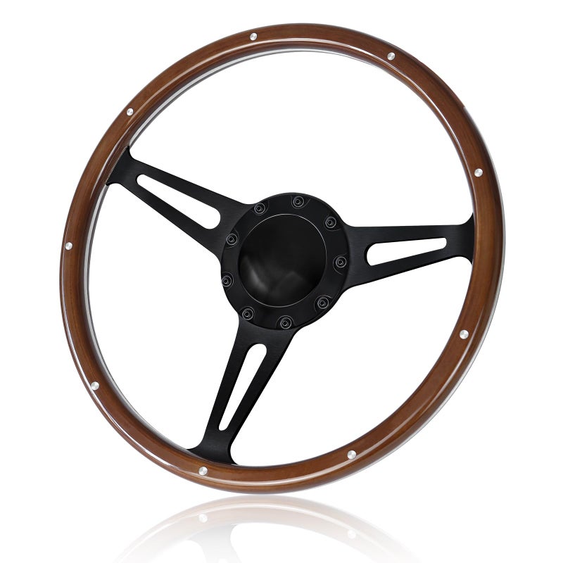 QYMOPAY 9 bolt disc shaped steering wheel 14 inch wooden steering wheel suitable for most nine hole car wooden steering wheels - Image 2