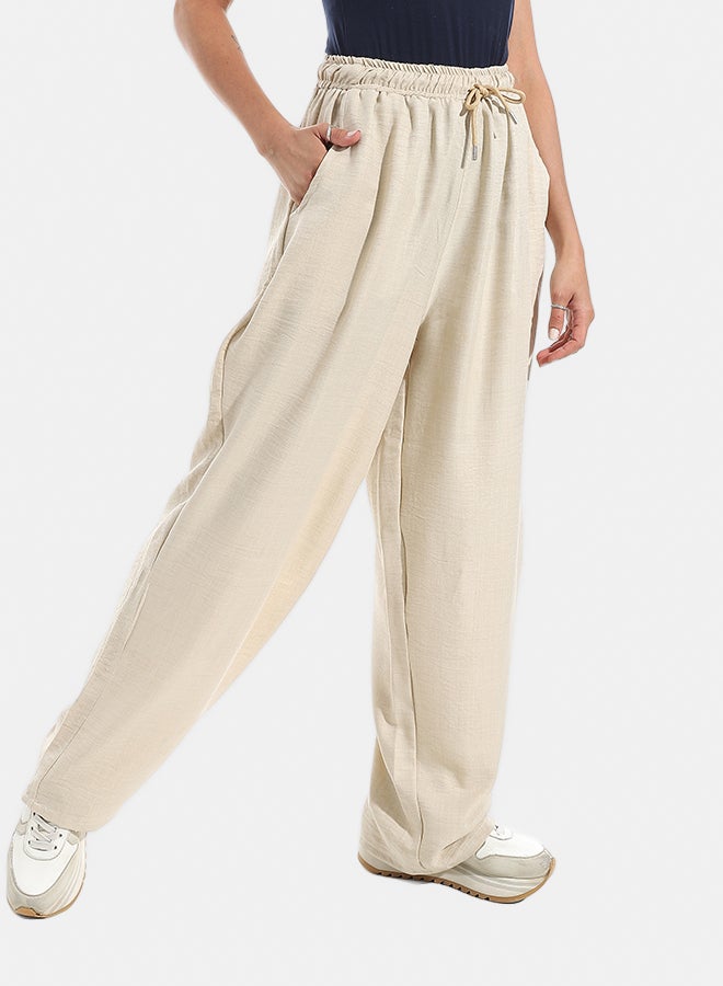 Xtcy Slim Fit Linen Pants With Elastic Waist - Image 2