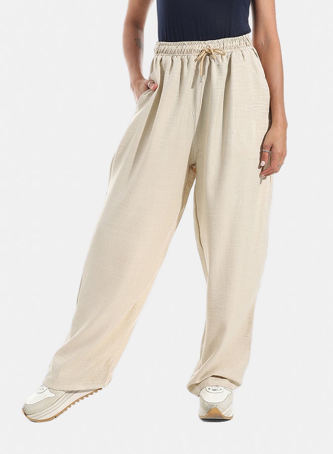 Xtcy Slim Fit Linen Pants With Elastic Waist - Image 1