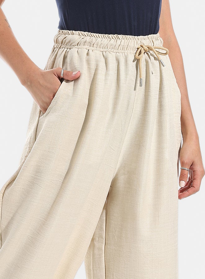 Xtcy Slim Fit Linen Pants With Elastic Waist - Image 4