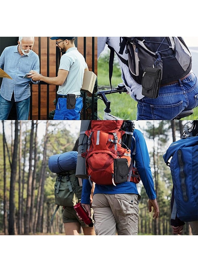 HY - Double Pocket Phone Holster Belt Phone Bag Multi Purpose Tool, Tactical Phone Holster, Tactical Carrying Case Belt Loop Pouch Men’s Waist Pocket for Hiking, Camping, Barbeque, Rescue Essential - Image 1