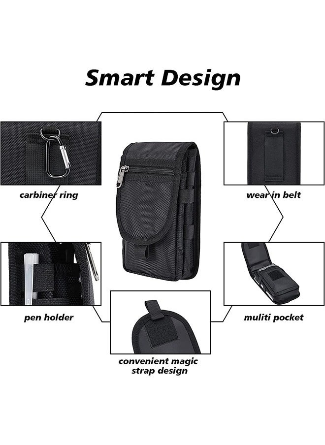 HY - Double Pocket Phone Holster Belt Phone Bag Multi Purpose Tool, Tactical Phone Holster, Tactical Carrying Case Belt Loop Pouch Men’s Waist Pocket for Hiking, Camping, Barbeque, Rescue Essential - Image 1