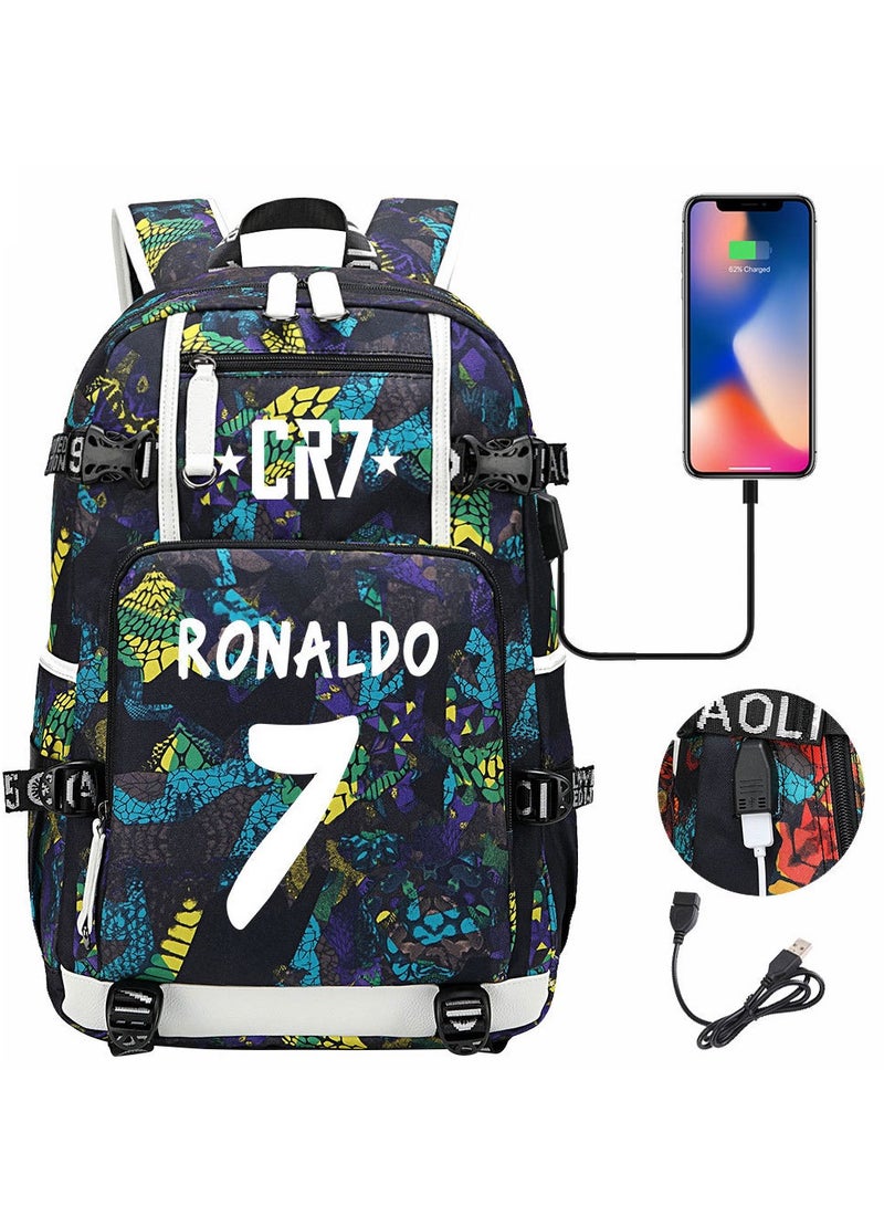 CR7 USB Printed Earphones For Youth Leisure Travel Backpack 