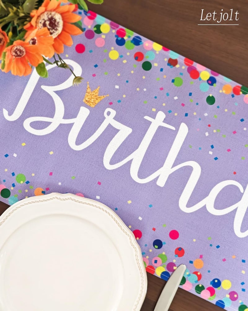 Letjolt Happy Birthday Table Runner 72 Inches Birthday Centerpieces for Tables Birth Day Party Sign Polka Dots Table Decoration, Light Purple - Image 3