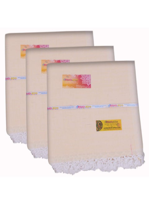 EthnicAlive Bhagalpuri Handloom Mild WinterSummerAC Pure Dull Chadar Plain Cream Color Pack of 3 Size 220x125cm