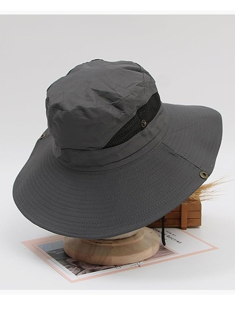 Men Women Sun Hat Cowboy Hat with Straw Wide Brim Bucket Breathable Boonie Hats for Fishing, Hiking, Garden, Beach  - Image 4