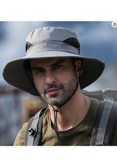 Generic Men Women Sun Hat Cowboy Hat with Straw Wide Brim Bucket Breathable Boonie Hats for Fishing, Hiking, Garden, Beach  - Image 3