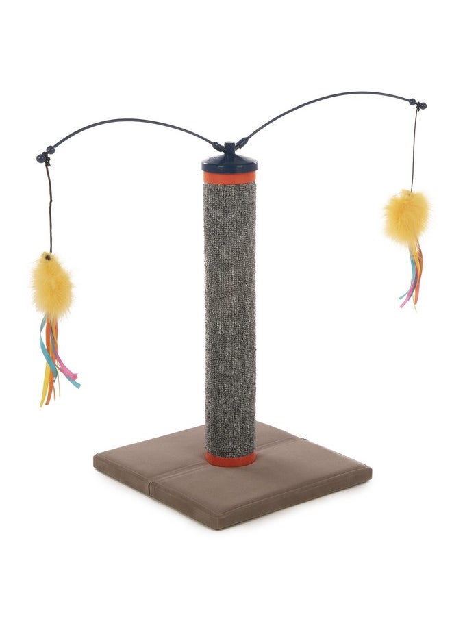 SmartyKat SmartyKat Scratch 'N Spin Carpet Cat Scratching Post with Spinning Wand Toys - Gray, One Size  - Image 1