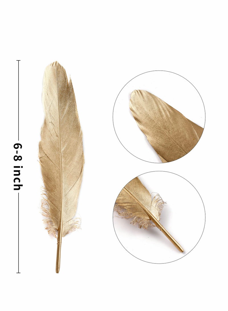 Gold Goose Feathers for Craft - 6-8 inch 60 pcs Natural Feathers for Wedding Party Decorations,DIY Crafts and Clothing Accessories (Gold)  - Image 5