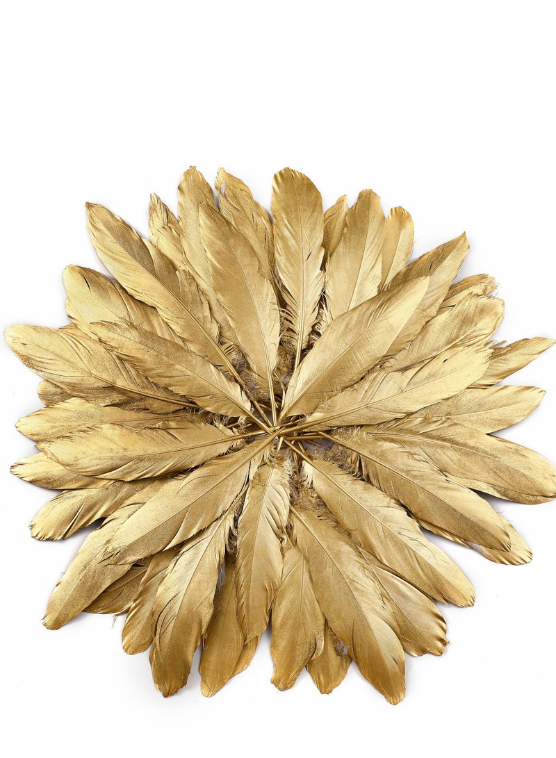 Gold Goose Feathers for Craft - 6-8 inch 60 pcs Natural Feathers for Wedding Party Decorations,DIY Crafts and Clothing Accessories (Gold)  - Image 2