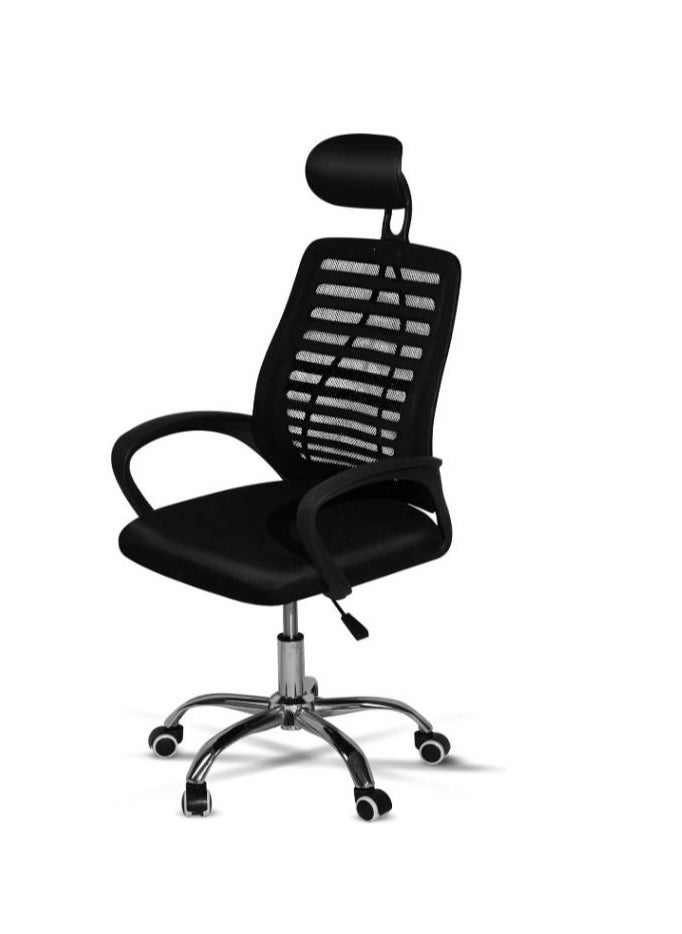 Golden - Ergonomic High Back Mesh Executive Swivel Office Chair - Comfortable Desk Chair with Lumbar Support, S-Shaped Backrest - Ideal for Home Office or Workplace - Sleek Black Design - Image 1