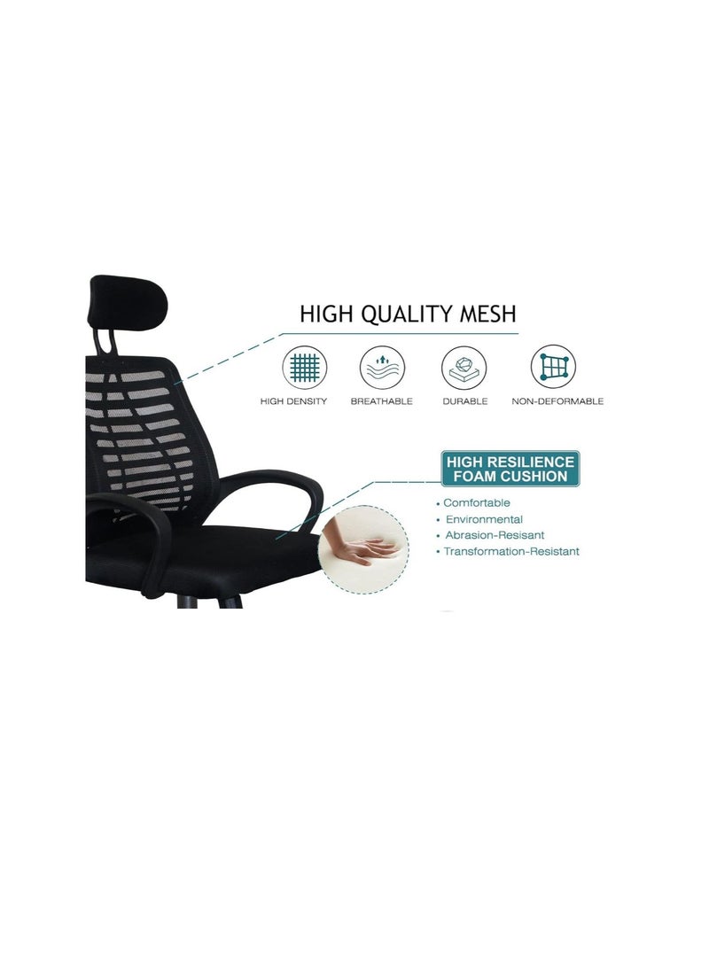 Golden - Ergonomic High Back Mesh Executive Swivel Office Chair - Comfortable Desk Chair with Lumbar Support, S-Shaped Backrest - Ideal for Home Office or Workplace - Sleek Black Design - Image 1