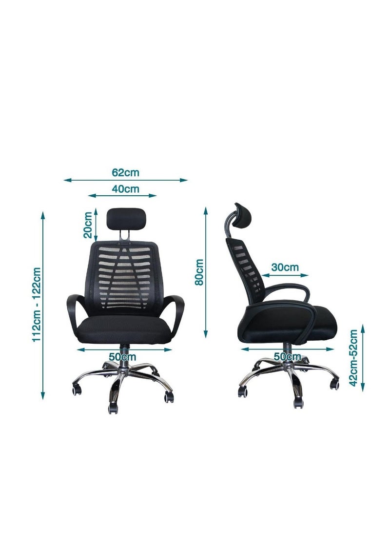 Golden - Ergonomic High Back Mesh Executive Swivel Office Chair - Comfortable Desk Chair with Lumbar Support, S-Shaped Backrest - Ideal for Home Office or Workplace - Sleek Black Design - Image 1