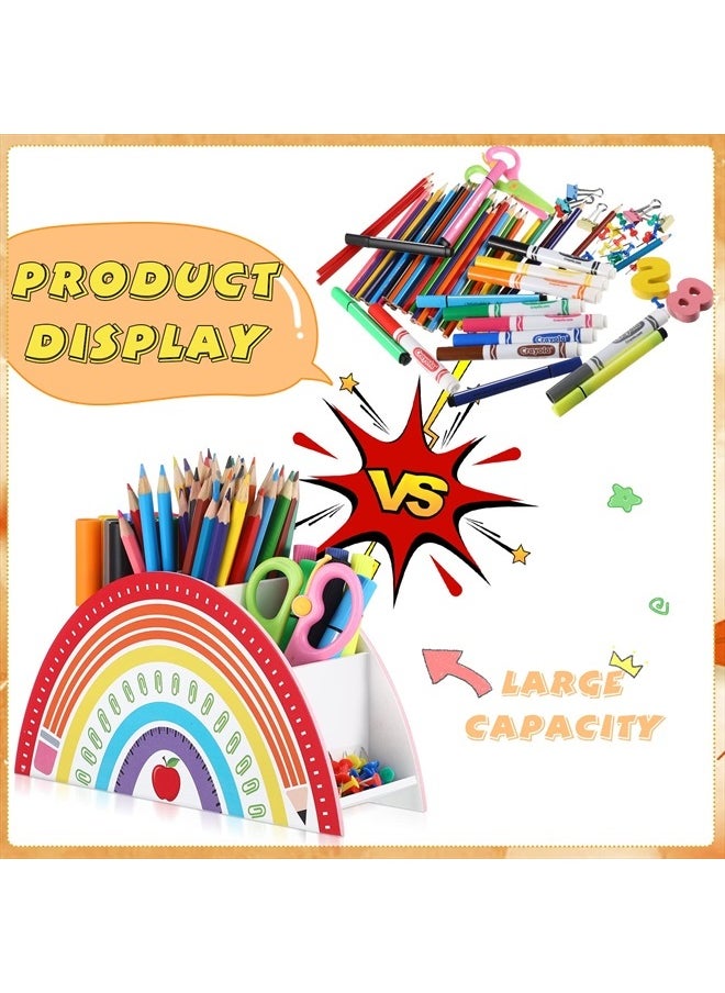 Wooden Pen Holder Rainbow Pencil Holder Organizer for Desk Rainbow Supply Caddy Phone Holder Pencil Holder for Teacher Office Kids Desk Organizer Back to School Teacher Appreciation Gifts