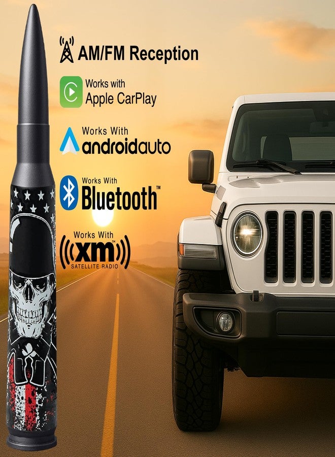 EcoAuto Car Antenna for Jeep Wrangler JK & JL from (2007-2023) & Gladiator - Short Jeep Wrangler Antenna - Anti-Theft Design - Highly Durable Truck Antenna - Jeep Wrangler Accessories (Skull Black) - Image 2