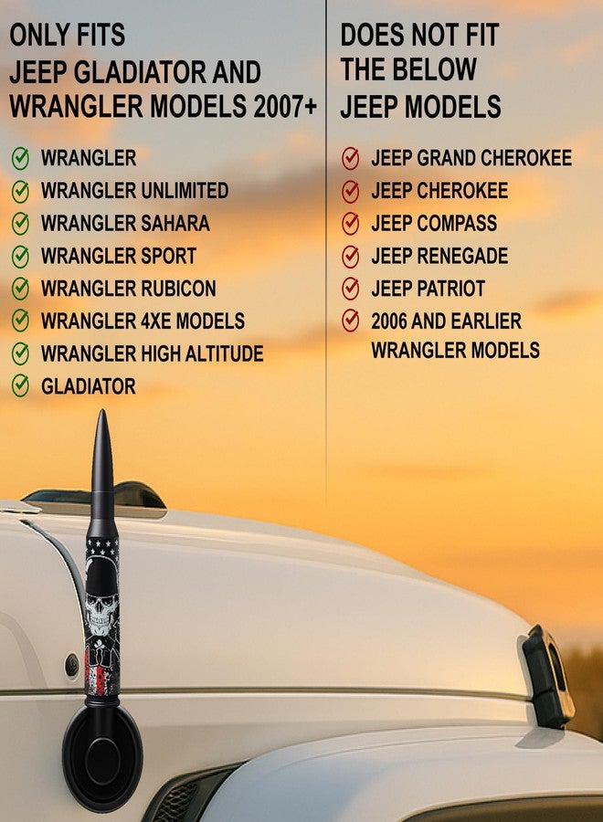 EcoAuto Car Antenna for Jeep Wrangler JK & JL from (2007-2023) & Gladiator - Short Jeep Wrangler Antenna - Anti-Theft Design - Highly Durable Truck Antenna - Jeep Wrangler Accessories (Skull Black) - Image 3