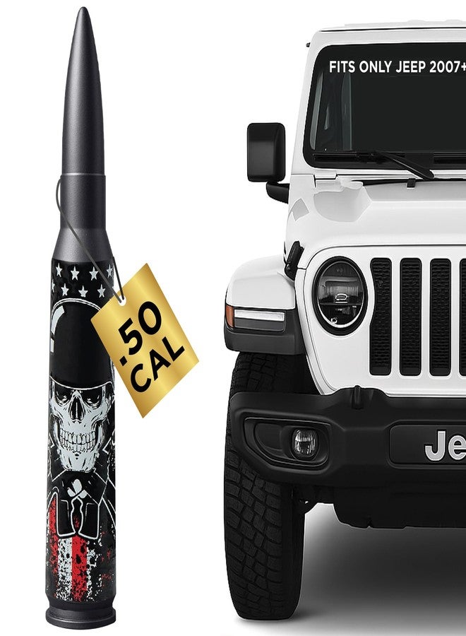 EcoAuto Car Antenna for Jeep Wrangler JK & JL from (2007-2023) & Gladiator - Short Jeep Wrangler Antenna - Anti-Theft Design - Highly Durable Truck Antenna - Jeep Wrangler Accessories (Skull Black) - Image 1