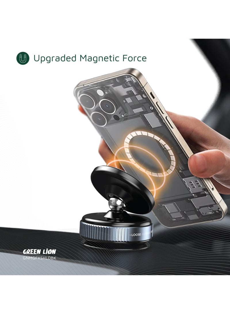 GREEN LION Mobile Holder for Car Magno Flex Vacuum Suction Phone Holder / MagSafe Compatible / Strong Vacuum Suction Cup / x10 N52 Magnets / Easy Installation / Rotatable Base / Never Loosen - Black - Image 5