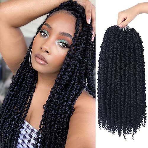 Bileaf 8 Packs Passion Twist Crochet Hair 18 Inch Crochet Passion Twist Hair Pretwisted, Pre Looped Passion Twist Crochet Braids Passion Twists Bohemian Crochet Hair Off Black - Image 1