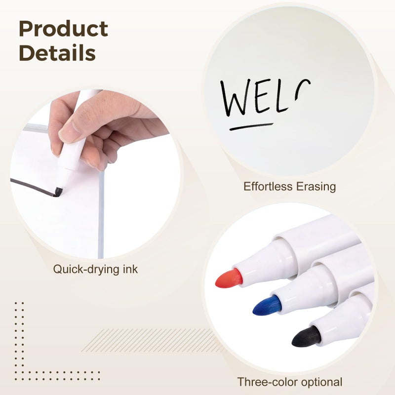 30 Pcs Whiteboard Markers Black Blue Red Quick Drying Low Odor For Whiteboard Glass Plastic Metal - Image 5