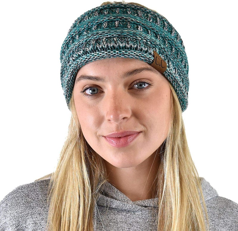 Cc Soft Stretch Winter Warm Cable Knit Fuzzy Lined Ear Warmer Headband - Image 2