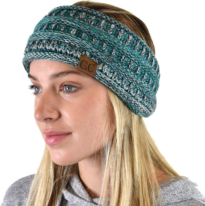 Cc Soft Stretch Winter Warm Cable Knit Fuzzy Lined Ear Warmer Headband - Image 1