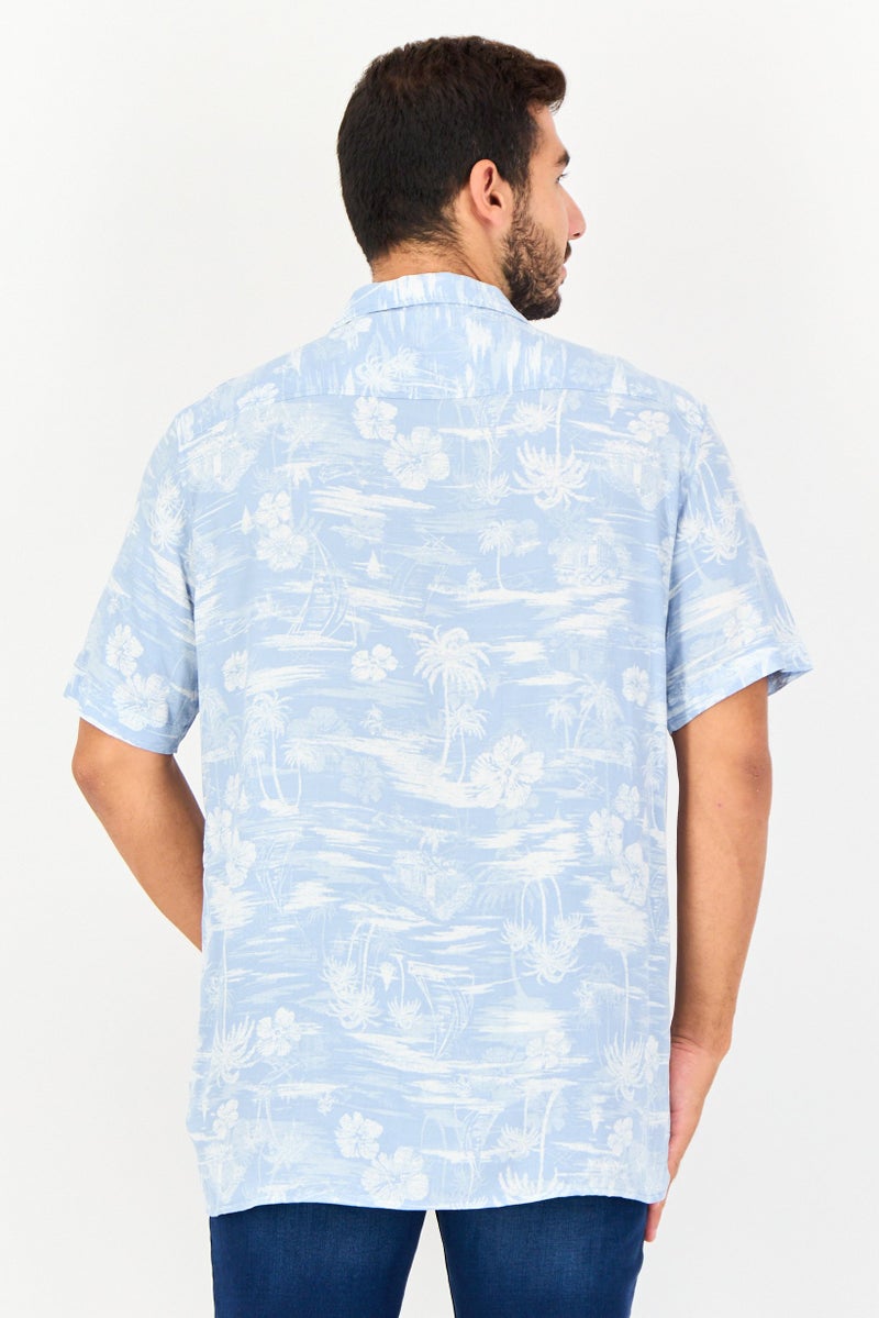 Chaps Men Regular Fit Allover Print Short Sleeve Shirt, Multicolor - Image 3