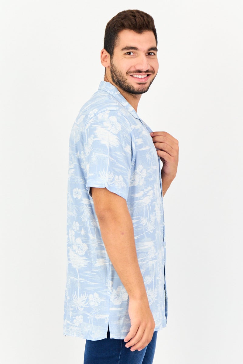 Chaps Men Regular Fit Allover Print Short Sleeve Shirt, Multicolor - Image 4