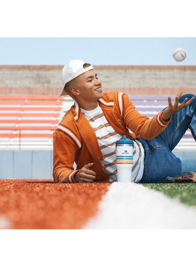 Stanley IceFlow 30oz Stainless Steel Tumbler – Vacuum Insulated Reusable Water Bottle with Built-In Flip Straw Lid | Leak-Resistant Travel Cup Keeps Drinks Cold 12 Hours or Iced for 2 Days | Durable Portable Mug for Gym, Car, Office, Home – Cream Stripe - Image 3