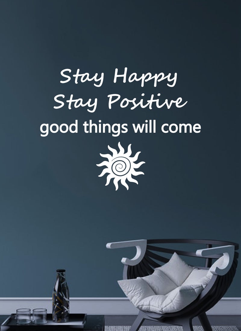 Spoil Your Wall Stay Happy Stay Positive Quote Wall Decal - Wall Arts Home Décor - Wall Sticker, 60x40 cm by Spoil Your Wall  - Image 1