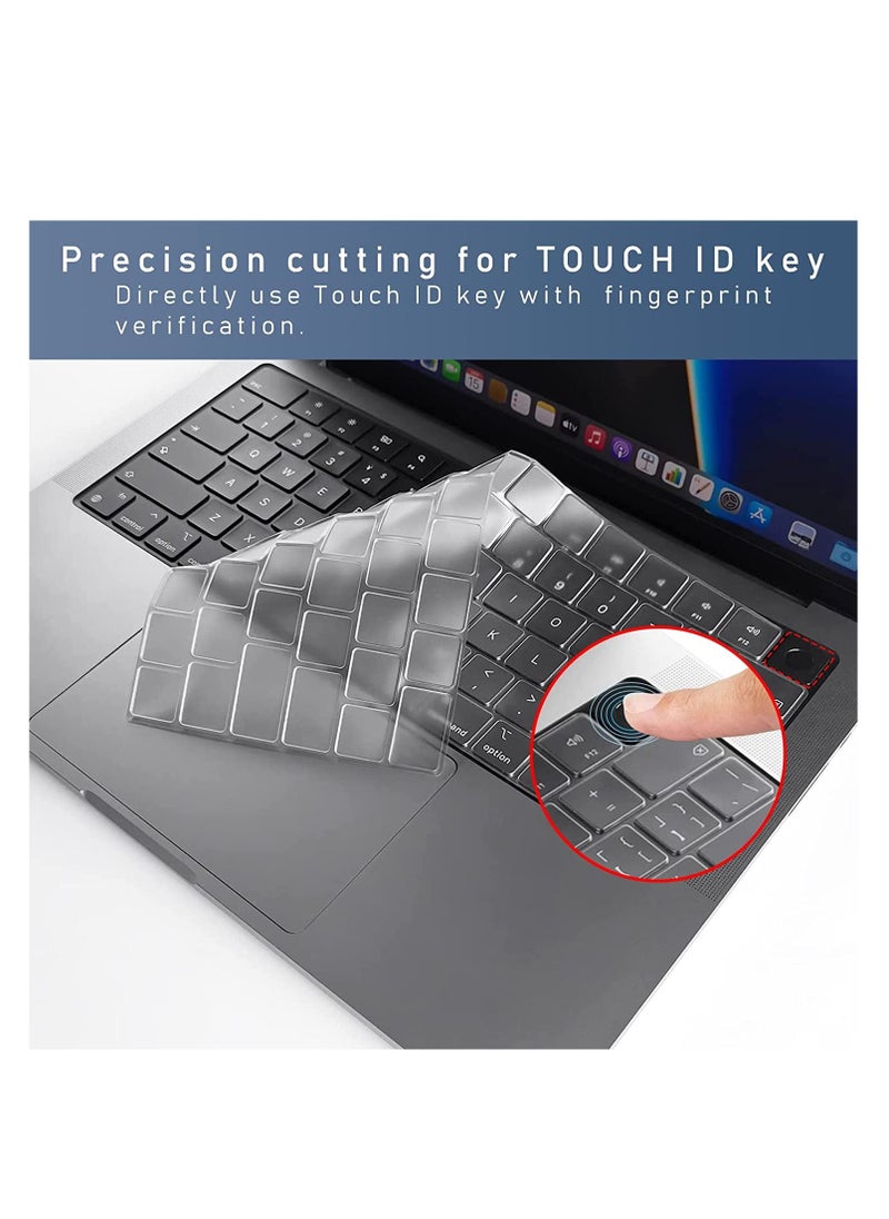 Generic - غطاء لوحة مفاتيح ممتاز رفيع للغاية لجهاز MacBook Air مقاس 15 بوصة M3 M2 (A3114 A2941)، وAir مقاس 13.6 بوصة (A3113 A2681) 2024-2021، وPro مقاس 14 بوصة 16 بوصة M3 M2 M1 (A2918 A2992 A2779 A2442 A2991 A2780 A2485)، شفاف - Image 1
