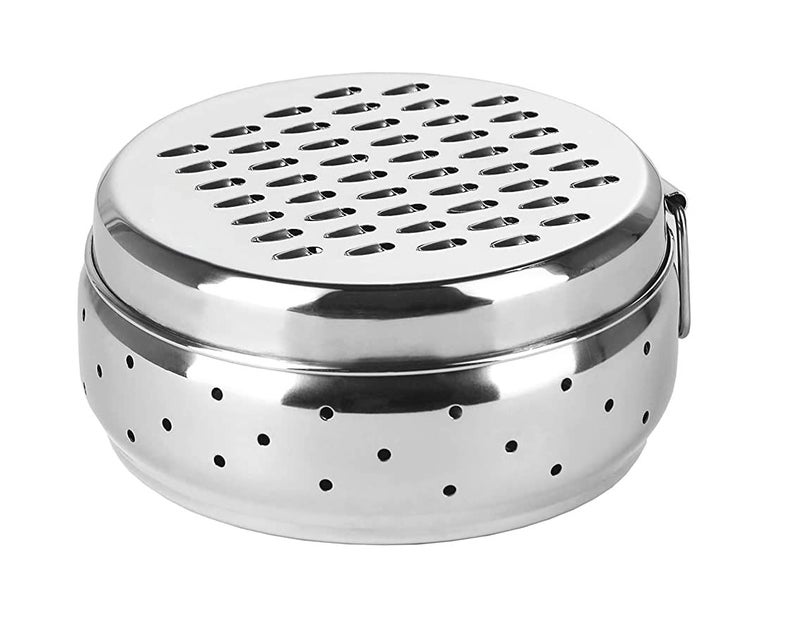 Dynore Stainless Steel Spill Free Vegetable scraper with Cheese, Carrots, Potato, Cucumber Grater With Container Box Storage/Khamni Dabba Small - Image 1