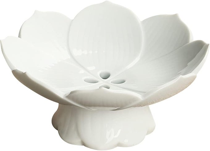 Pedestal Fruit Bowl Centerpiece Decorative Compote Footed Bowl Ceramics Dessert Serving Bowl Tray Display Stand Lotus Drain Plate for Kitchen Counters for Fruits Breads Snacks White