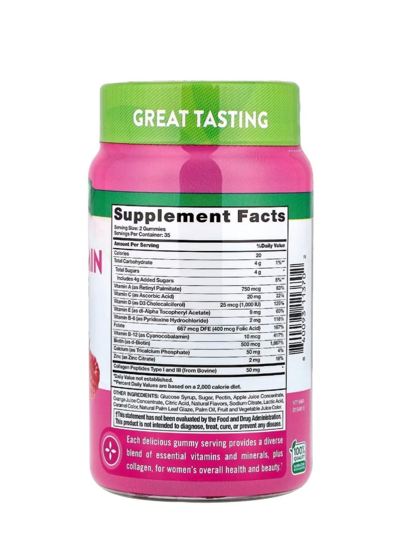نايتشورز تروث حلوى جيلاتينية متعددة الفيتامينات للنساء + الكولاجين بنكهة التوت المشكل اللذيذ 70 حلوى جيلاتينية - Image 2