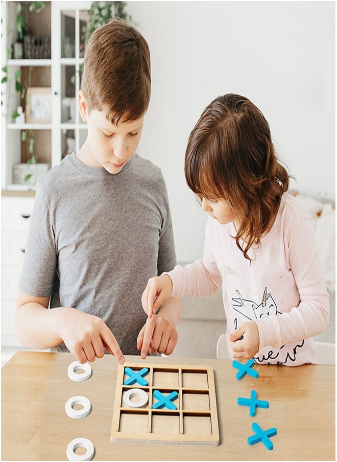 Arabest - Wooden Board Zigzag Game Table Toys Classical Family Children Puzzle Games Puzzle Toys Tic Tac Toe - Image 1
